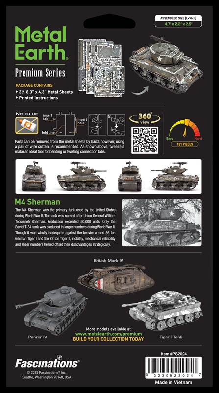 Metal Earth Czołg M4 Sherman Metalowy model do składania., Sklep ...